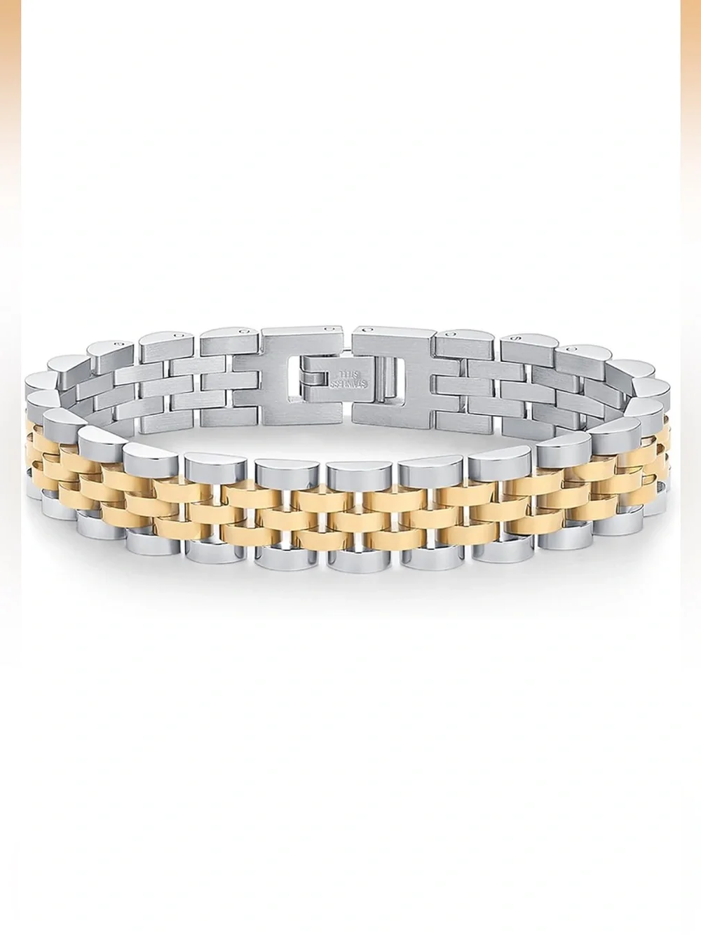 2-Piece Luxury Inspired Stainless Steel Bracelet Set Silver CZ Bangle 🩶🧡